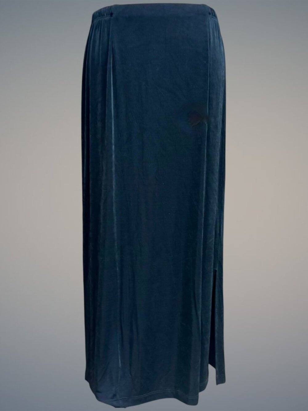 Laura Ashley Black Slinky Knit Maxi Long Length Skirt Elastic Waist Travel (PM)